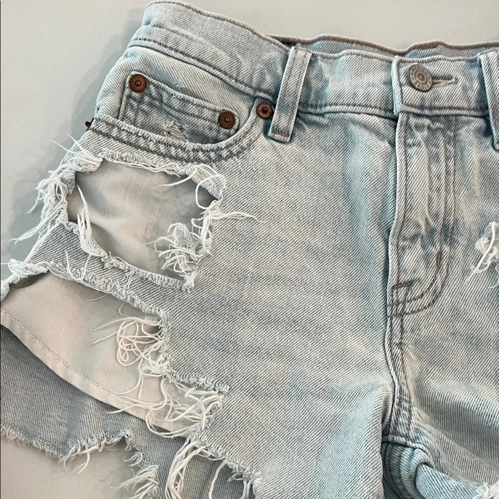 American Eagle Outfitters Ripped Light Blue Jean Shorts - Picture 4 of 7